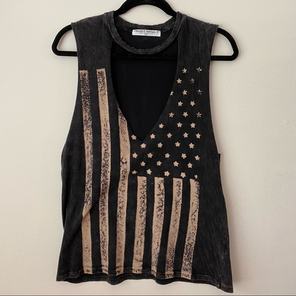 Project Social T American Flag Choker Tank Top